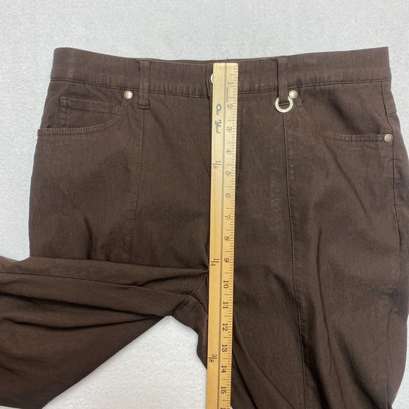 Simon Chang Denim Pants Womens 10 Brown Bootcut Pockets Logo Stretch - Picture 4 of 9